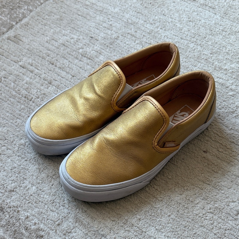 Vans Women’s Metallic Gold Slip-On Sneakers